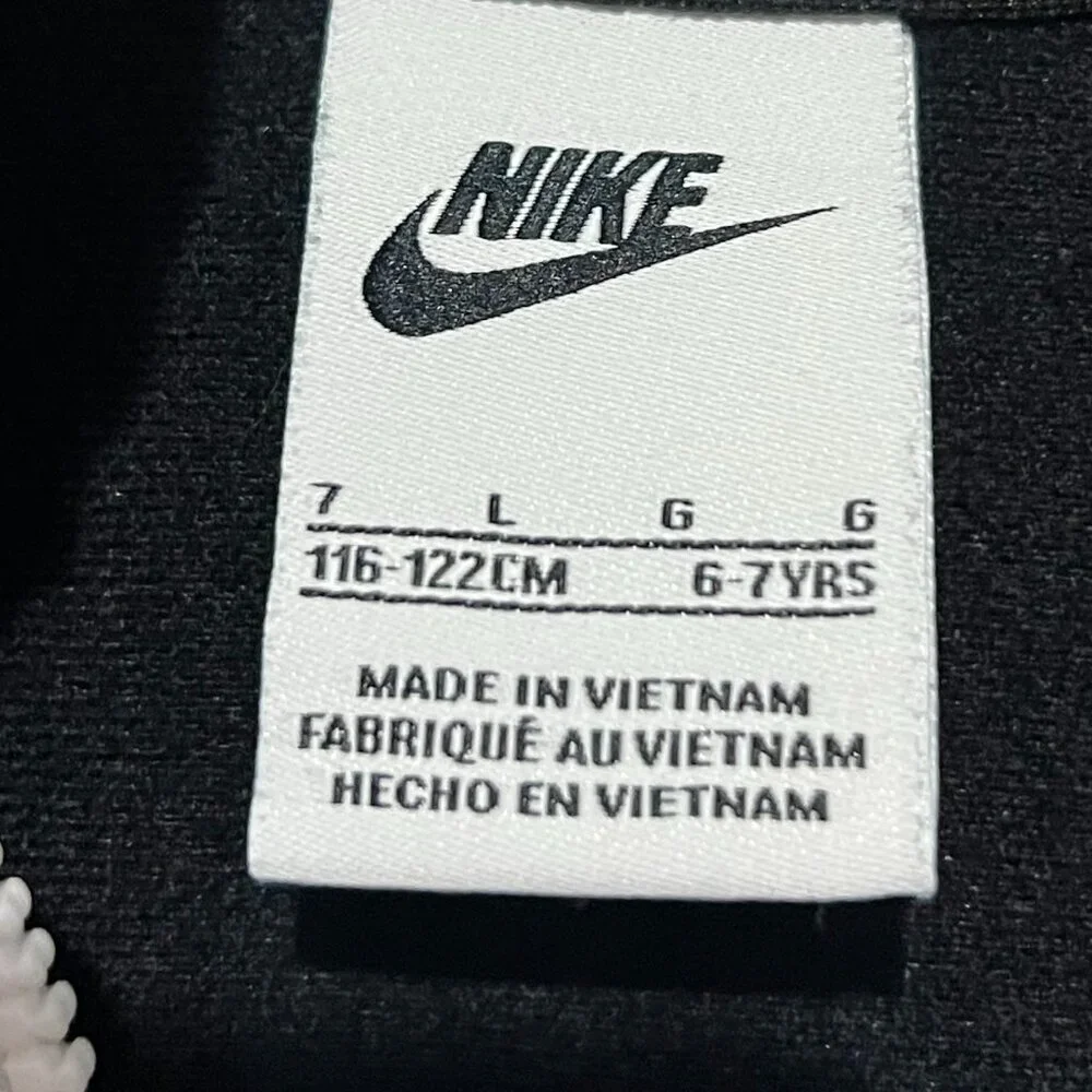 Nike Boy's Futura Tricot Jacket Boys 6-7 Full Zip Spellout Black White